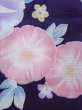 Photo7: N0717F Used Japanese women   Navy Blue YUKATA summer(made in Other than Japan) / Cotton. Flower, Morning groly pattern  (Grade D) (7)