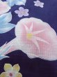 Photo9: N0717F Used Japanese women   Navy Blue YUKATA summer(made in Other than Japan) / Cotton. Flower, Morning groly pattern  (Grade D) (9)