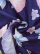 Photo12: N0717F Used Japanese women   Navy Blue YUKATA summer(made in Other than Japan) / Cotton. Flower, Morning groly pattern  (Grade D) (12)