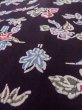 Photo8: N0717J Vintage Japanese women   Black KOMON dyed / Silk. Flower,   (Grade C) (8)