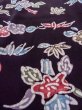 Photo9: N0717J Vintage Japanese women   Black KOMON dyed / Silk. Flower,   (Grade C) (9)