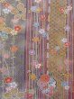 Photo4: N0717K Used Japanese women  Grayish Multi Color KOMON dyed / Silk. SAKURA cherry blossom,   (Grade B) (4)