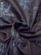 Photo11: N0717O Antique Japanese women  Pale Black TSUMUGI pongee / Silk. Flower,   (Grade B) (11)