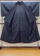 Photo2: N0717Z Vintage Japanese  Bluish Black Men's Kimono / Silk. Stripes   (Grade B) (2)