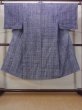 Photo1: N0731D Vintage Japanese   Gray YUKATA summer(made in Japan) / Cotton. Plaid Checks   (Grade C) (1)