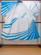 Photo2: N0731W Vintage Japanese kimono   Light Blue Men's Yukata for Men / Cotton. River,   (Grade C) (2)