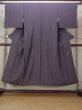 Photo1: N0814E Vintage Japanese women Pale Dark Purple ORI woven / Silk. Stripes   (Grade D) (1)