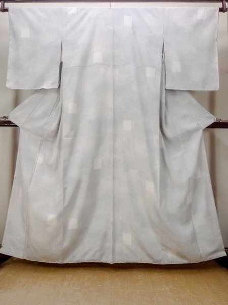 Photo1: N0814H Used Japanese women   White ORI woven / Silk. Quadrangle,   (Grade B) (1)