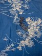 Photo3: N0814L Antique Japanese women   Blue KOMON dyed / Silk. Chrysanthemum,   (Grade D) (3)