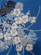 Photo6: N0814L Antique Japanese women   Blue KOMON dyed / Silk. Chrysanthemum,   (Grade D) (6)