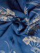 Photo11: N0814L Antique Japanese women   Blue KOMON dyed / Silk. Chrysanthemum,   (Grade D) (11)