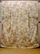 Photo1: N0814P Vintage Japanese women   Ivory KOMON dyed / Silk. Chrysanthemum,   (Grade C) (1)