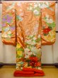 Photo2: N0827C Used Japanese women  Shiny Orange UCHIKAKE Wedding / Silk. Peony,   (Grade B) (2)