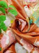 Photo35: N0827C Used Japanese women  Shiny Orange UCHIKAKE Wedding / Silk. Peony,   (Grade B) (35)