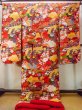 Photo2: Mint N0827D Used Japanese women   Red UCHIKAKE Wedding / Silk. Peony,   (Grade A) (2)