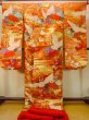 Photo2: N0827E Used Japanese women   Vermilion UCHIKAKE Wedding / Silk. Peony,   (Grade B) (2)