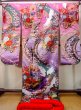 Photo2: N0827F Used Japanese women  Shiny Pink UCHIKAKE Wedding / Silk. SAKURA cherry blossom,   (Grade B) (2)