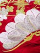 Photo11: N0827G Vintage Japanese women  Shiny Red KAKESHITA under Uchikake / Silk. UME plum bloom,   (Grade B) (11)