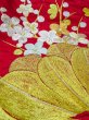 Photo25: N0827G Vintage Japanese women  Shiny Red KAKESHITA under Uchikake / Silk. UME plum bloom,   (Grade B) (25)