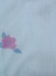 Photo3: N0906A Vintage Japanese women  Shiny Light Blue HITOE unlined / Wool. Flower   (Grade B) (3)