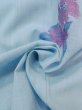 Photo11: N0906A Vintage Japanese women  Shiny Light Blue HITOE unlined / Wool. Flower   (Grade B) (11)