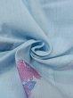 Photo12: N0906A Vintage Japanese women  Shiny Light Blue HITOE unlined / Wool. Flower   (Grade B) (12)