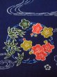 Photo7: N0906B Vintage Japanese women   Indigo Blue HITOE unlined / Wool. Flower circle,   (Grade B) (7)