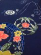 Photo9: N0906B Vintage Japanese women   Indigo Blue HITOE unlined / Wool. Flower circle,   (Grade B) (9)