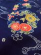 Photo10: N0906B Vintage Japanese women   Indigo Blue HITOE unlined / Wool. Flower circle,   (Grade B) (10)