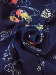 Photo11: N0906B Vintage Japanese women   Indigo Blue HITOE unlined / Wool. Flower circle,   (Grade B) (11)