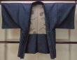 Photo1: Mint N0907C Vintage Japanese   Navy Blue Men's Haori / Wool. Stripes   (Grade A) (1)