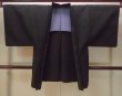 Photo1: N0907D Vintage Japanese   Black Men's Haori / Wool. Plaid Checks   (Grade B) (1)