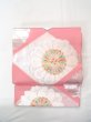 Photo2: N0913J Vintage Japanese Kimono   Pink FUKURO OBI sash Flower Silk. (Grade B) (2)