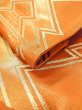 Photo10: Mint N0913P Vintage Japanese Kimono  Shiny Orange FUKURO OBI sash Greek key fret Silk. (Grade A) (10)