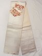 Photo1: N0913T Vintage Japanese Kimono  Shiny Silver FUKURO OBI sash Chrysanthemum Silk. (Grade C) (1)