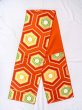 Photo1: Mint N0914D Vintage Japanese Kimono   Orange FUKURO OBI sash Tortoise-shell pattern(Hexagonal pattern) Silk. (Grade A) (1)