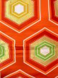 Photo4: Mint N0914D Vintage Japanese Kimono   Orange FUKURO OBI sash Tortoise-shell pattern(Hexagonal pattern) Silk. (Grade A) (4)