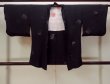 Photo1: N0920D Vintage Japanese women   Black HAORI short jacket / Silk. Folding fan   (Grade A) (1)