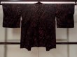 Photo2: N0920R Vintage Japanese women   Black HAORI short jacket / Silk. Flower,   (Grade B) (2)