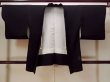 Photo1: Mint N0920U Vintage Japanese women   Black HAORI short jacket / Synthetic. Pine tree/branch/needle,   (Grade A) (1)