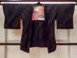 Photo1: Mint N0921B Vintage Japanese women   Black HAORI short jacket / Silk. Stripes   (Grade A) (1)