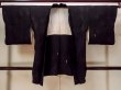 Photo1: N0921C Vintage Japanese women   Black HAORI short jacket / Silk. Leaf,   (Grade B) (1)