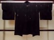 Photo2: N0921C Vintage Japanese women   Black HAORI short jacket / Silk. Leaf,   (Grade B) (2)