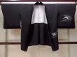 Photo1: Mint N0930A Vintage Japanese kimono   Black HAORI short jacket for women / Silk. Crane,   (Grade A) (1)