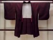 Photo1: N0930K Vintage Japanese kimono  Dark Dark Red HAORI short jacket for women / Silk. Flower,   (Grade C) (1)