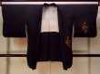 Photo1: N0930L Vintage Japanese kimono   Black HAORI short jacket for women / Silk. Chrysanthemum,   (Grade C) (1)