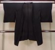 Photo1: N0931C Antique Japanese kimono   Black HAORI short jacket for women / Silk.    (Grade D) (1)