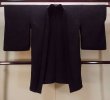 Photo1: N0931D Antique Japanese kimono   Black HAORI short jacket for women / Silk.    (Grade B) (1)