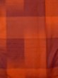 Photo4: N1007B Vintage Japanese kimono   Orange TSUMUGI pongee for women / Silk. Plaid Checks   (Grade B) (4)