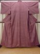 Photo1: N1007C Vintage Japanese kimono Grayish Reddish Purple TSUMUGI pongee for women / Silk. Flower,   (Grade C) (1)